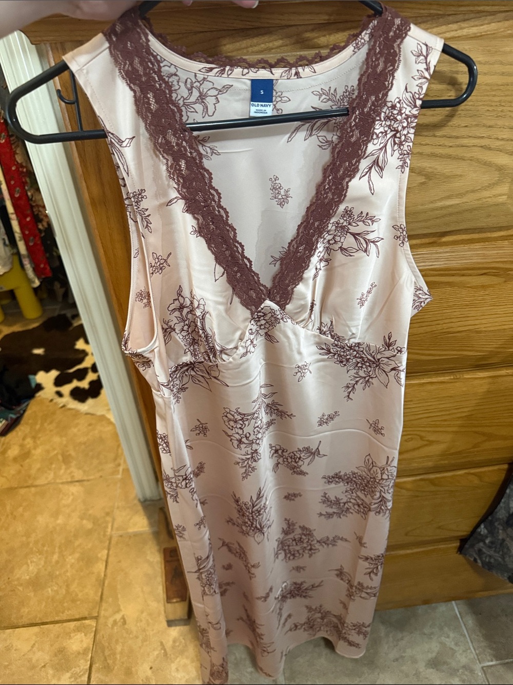 Old Navy Blush Pink Floral Lace-Trim Midi Dress